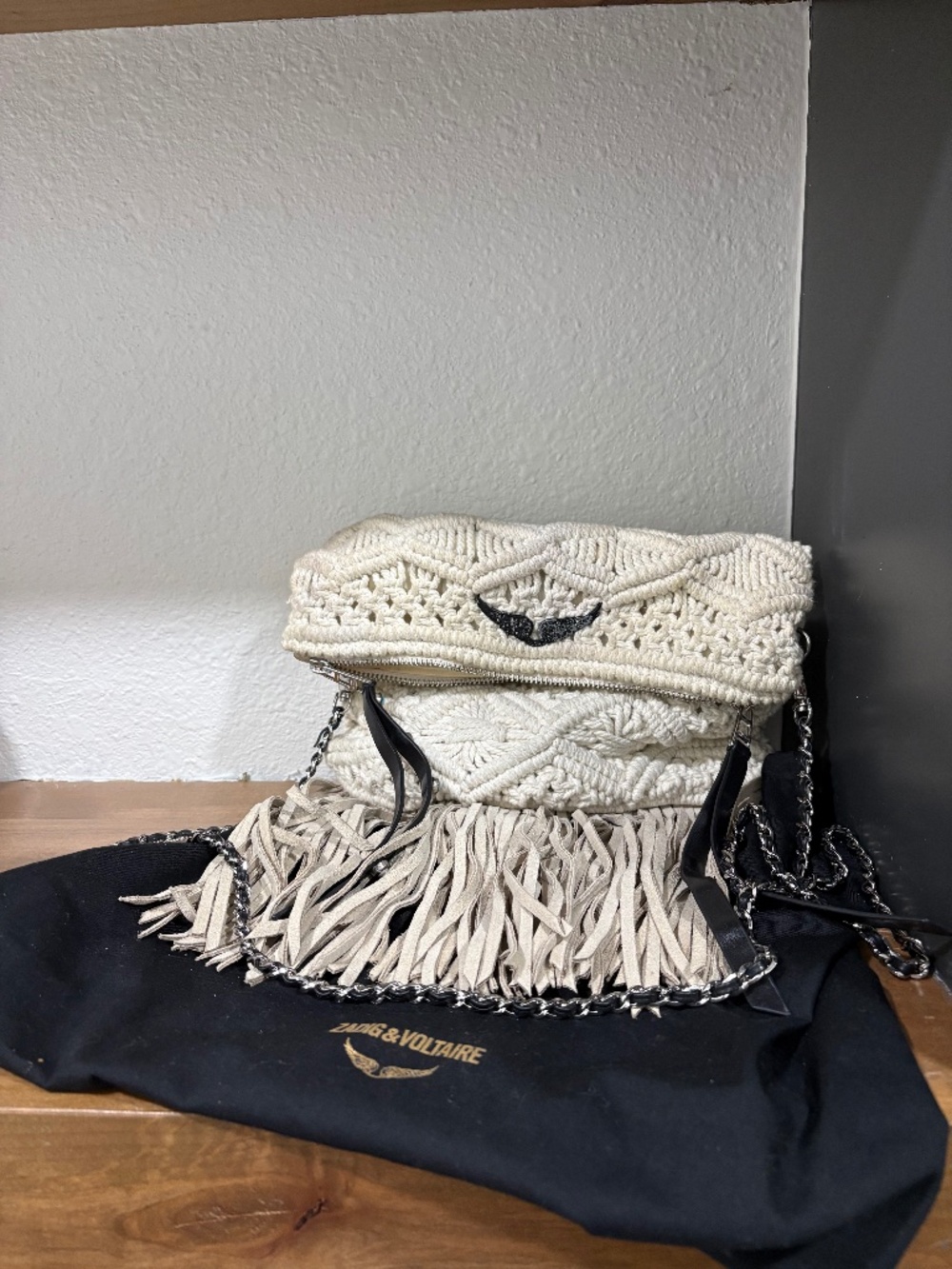 Zadig & Voltaire Rock Fringes Macramé Clutch